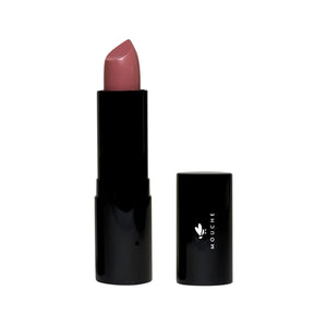 Mouche's Luxury Cream Lipstick in 'Parisian Pink': Sleek black lipstick case adorned with the Mouche logo. Elevate your beauty with enduring moisture and the captivating hue of Parisian Pink. A perfect blend of elegance and style.